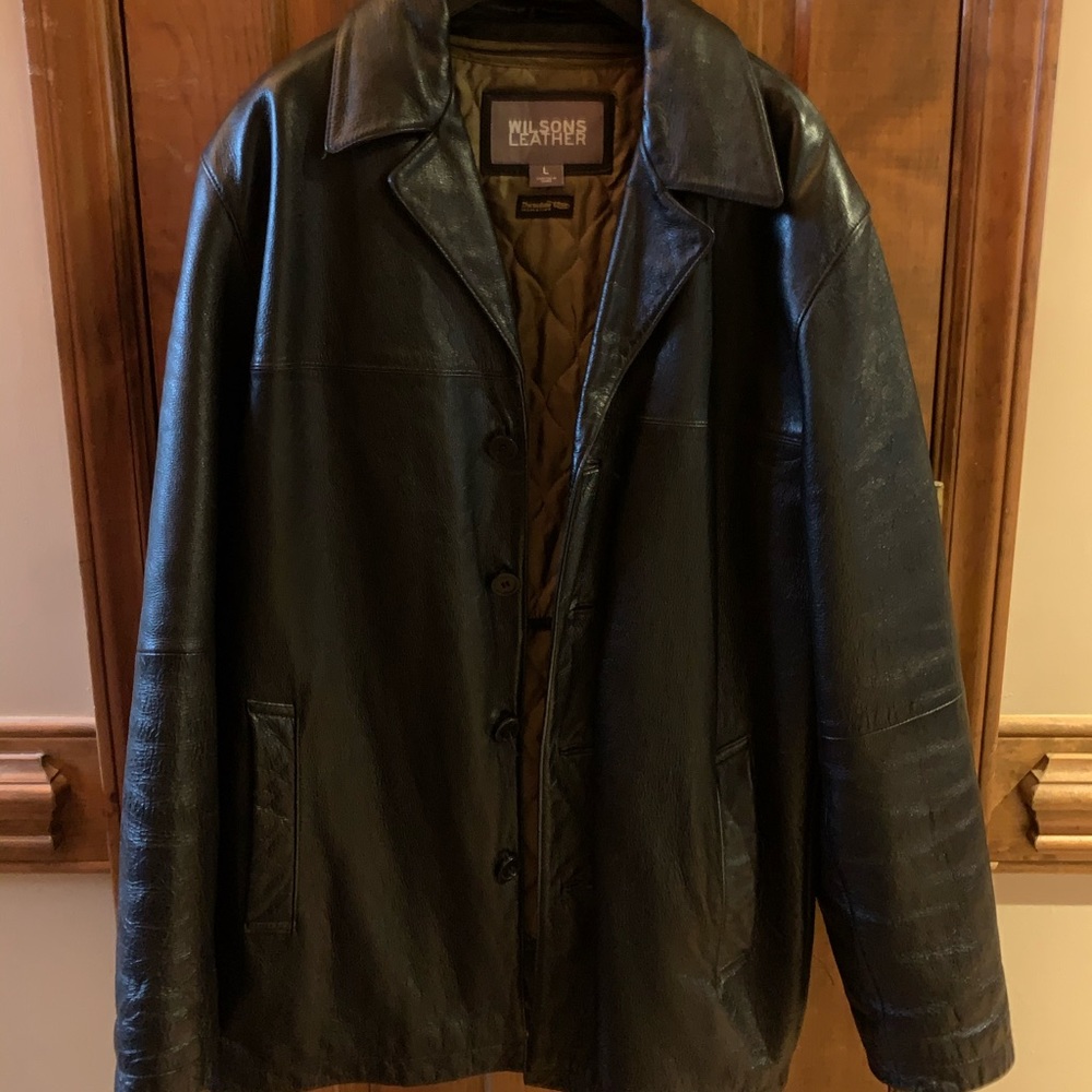 Mens black leather coat